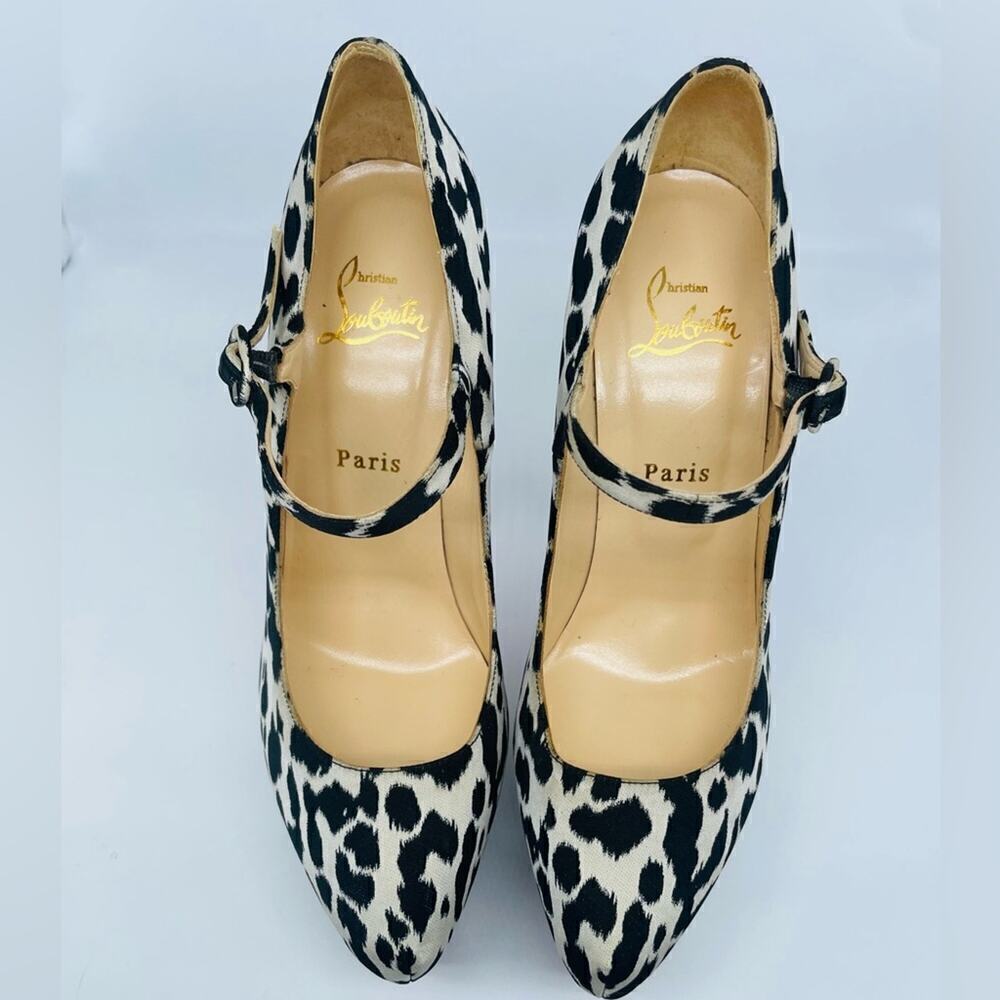 Christian Louboutin Black White Tissu Leopardino Lady Daf 160mm Pumps EU40 US 10